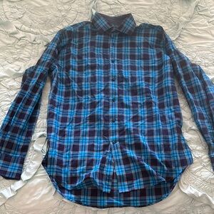 Neiman Marcus Blue Dress Shirt with Classic Plaid Design